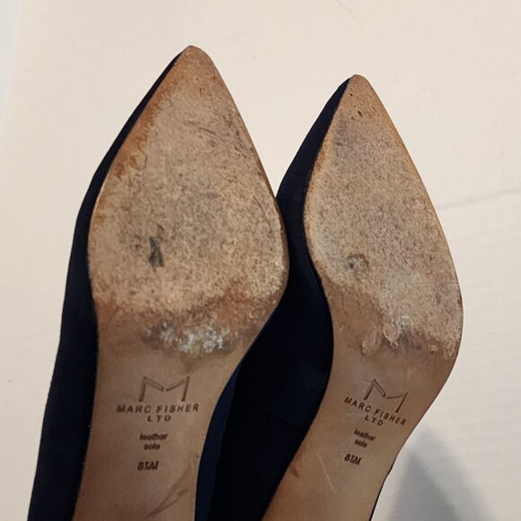Mark Fisher LTD Pointed Pumps Block Heel Shoes 8.5 Women Blue fabric - Picture 4 of 10
